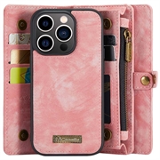 iPhone 15 Pro Caseme 2-i-1 Multifunksjonell Lommebok-deksel - Rosa