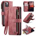 Caseme C30 Multifunksjonell iPhone 14 Lommebok-deksel - Rød