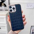 Krokodille Serie iPhone 14 Pro Max Lær Belagt Deksel - Blå