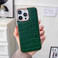 Krokodille Serie iPhone 14 Pro Max Lær Belagt Deksel - Grønn