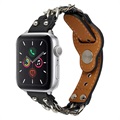 Apple Watch Series 7/SE/6/5/4/3/2/1 Kjede Lærrem - 45mm/44mm/42mm - Svart