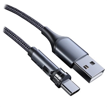 Ladekabel med Roterende Magnetisk Kontakt - 2m, USB-C - Svart