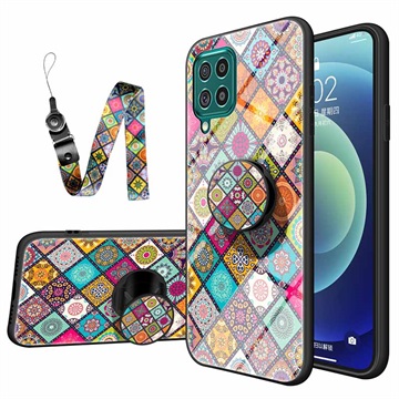 Checkered Pattern Samsung Galaxy A12 Hybrid-deksel - Fargerik Mandala