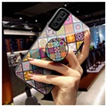 Checkered Pattern Samsung Galaxy S21 5G Hybrid-deksel - Fargerik Mandala