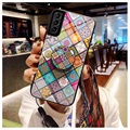 Checkered Pattern Samsung Galaxy S21+ 5G Hybrid-deksel - Fargerik Mandala
