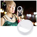 Clip-On Selfie Ring Lys med 3 Lysstyrkenivåer - Hvit