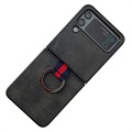 Samsung Galaxy Z Flip4 Belagt Deksel med Metallring - Svart