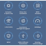 Comfast CF-952AX V2 Dual-Band WiFi 6 USB-adapter - 1800Mbps - Svart