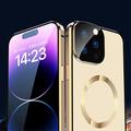 Kompatibel med MagSafe Case for iPhone 15 Pro Magnetisk metallramme + dobbeltsidig telefondeksel i herdet glass med spennelås