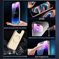 Kompatibel med MagSafe Case for iPhone 15 Pro Magnetisk metallramme + dobbeltsidig telefondeksel i herdet glass med spennelås - Mørkeblå