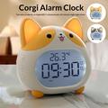 Corgi-hund LED-vekkerklokke med nattlys - gul