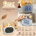 Corgi-hund LED-vekkerklokke med nattlys - gul