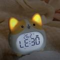 Corgi-hund LED-vekkerklokke med nattlys - gul