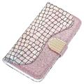 Croco Bling Series Samsung Galaxy A14/A14 5G Lommebok-deksel - Roségull