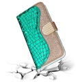 Croco Bling Series Samsung Galaxy A53 5G Lommebok-deksel - Grønn