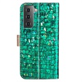 Croco Bling Series Samsung Galaxy S21 5G Lommebok-deksel - Grønn