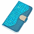 Croco Bling Series iPhone 14 Plus Lommebok-deksel - Blå