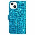 Croco Bling Series iPhone 14 Plus Lommebok-deksel - Blå