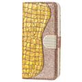 Croco Bling Series iPhone 14 Plus Lommebok-deksel - Gull