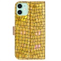 Croco Bling iPhone 11 Lommebok-deksel - Gull