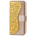 Croco Bling Series iPhone 13 Mini Lommebok-deksel - Gull