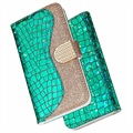 Croco Bling Series iPhone 13 Mini Lommebok-deksel - Grønn