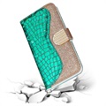 Croco Bling iPhone 12/12 Pro Lommebok-deksel - Grønn