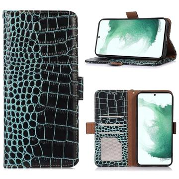 Crocodile Samsung Galaxy A14 Lommebok-deksel i Lær med RFID - Grønn