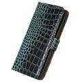 Crocodile Series Motorola Moto S30 Pro Lommebok-deksel i Lær med RFID - Grønn