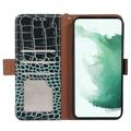 Crocodile Series Motorola Moto S30 Pro Lommebok-deksel i Lær med RFID - Grønn