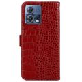 Crocodile Series Motorola Moto S30 Pro Lommebok-deksel i Lær med RFID - Rød