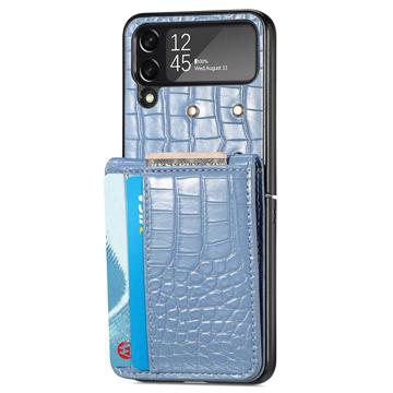 Crocodile Series Samsung Galaxy Z Flip4 Lommebok-deksel - Blå