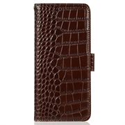 Xiaomi 17T Pro Crocodile Series Lommebok-deksel i Lær med RFID - Brun
