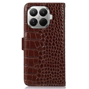 Xiaomi 17T Pro Crocodile Series Lommebok-deksel i Lær med RFID - Brun