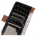 Crocodile Series Samsung Galaxy S21 FE 5G Lommebok-deksel I Lær med RFID - Svart