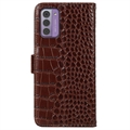 Nokia G42 Crocodile Series Lommebok-deksel i Lær med RFID - Brun