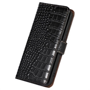 Nothing Phone (2) Crocodile Series Lommebok-deksel i Lær med RFID - Svart