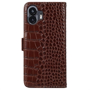 Nothing Phone (2) Crocodile Series Lommebok-deksel i Lær med RFID