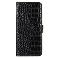 Crocodile Series Honor X20 SE Lommebok-deksel i Lær med RFID - Svart