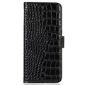 Crocodile Series Huawei Mate 50 Lommebok-deksel I Lær med RFID - Svart
