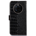 Crocodile Series Huawei Mate 50 Lommebok-deksel I Lær med RFID - Svart