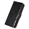 Crocodile Series Motorola Moto E22/E22i Lommebok-deksel i Lær med RFID - Svart