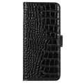 Crocodile Series Motorola Moto G53 Lommebok-deksel I Lær med RFID - Svart