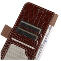 Crocodile Series Samsung Galaxy A33 5G Lommebok-deksel I Lær med RFID - Brun