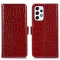 Crocodile Series Samsung Galaxy A33 5G Lommebok-deksel I Lær med RFID - Rød