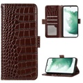 Crocodile Series Samsung Galaxy A53 5G Lommebok-deksel I Lær med RFID - Brun