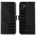 Crocodile Series Samsung Galaxy Xcover6 Pro Lommebok-deksel I Lær med RFID - Svart