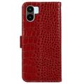 Crocodile Xiaomi Redmi A1 Lommebok-deksel i Lær med RFID - Rød