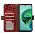 Crocodile Xiaomi Redmi A1 Lommebok-deksel i Lær med RFID - Rød