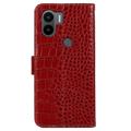 Crocodile Xiaomi Redmi A1+ Lommebok-deksel i Lær med RFID - Rød